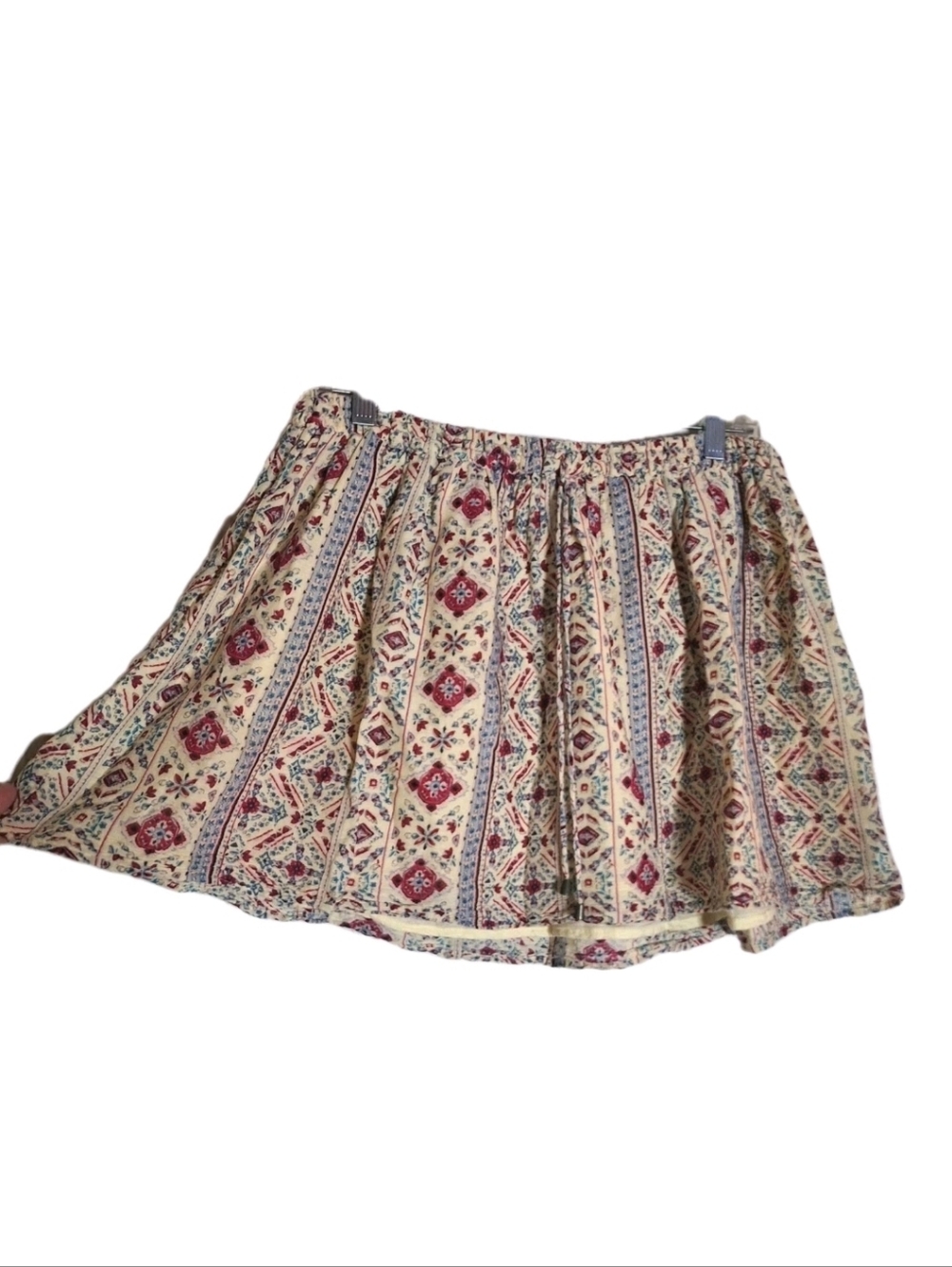 Forever 21 Cream Floral Micro Skater Mini Skirt Size Large Boho Cottagecore - Picture 4 of 9